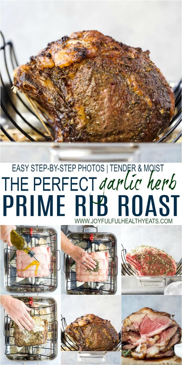 pinterest image for perfect garlic herb prime rib roast recipe