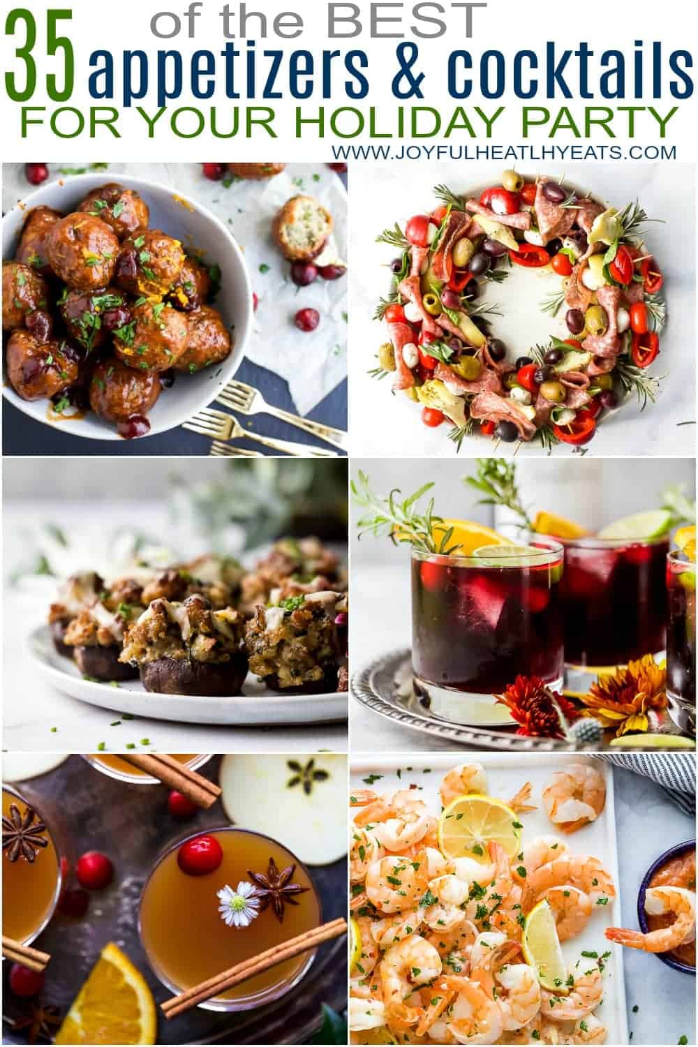 pinterest image for the best 35 appetizers and cocktails for your holiday party