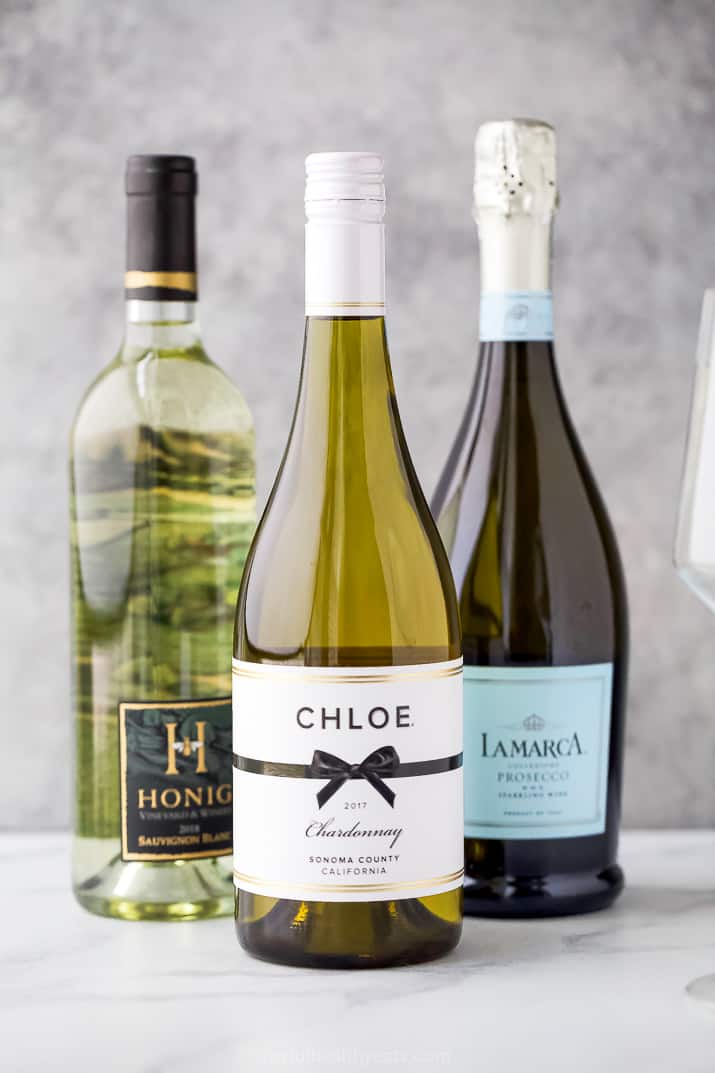 white wine bottles for a food and wine pairing guide
