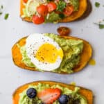 overhead photos of easy healthy avocado toast recipes