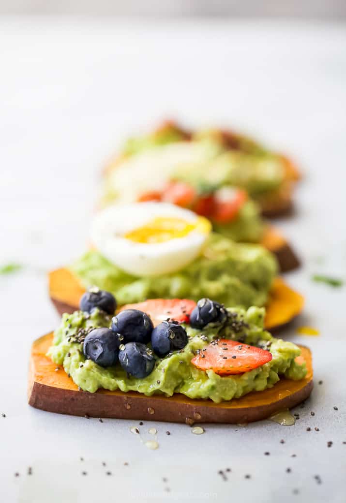 side photo of fruity avocado toast recipe