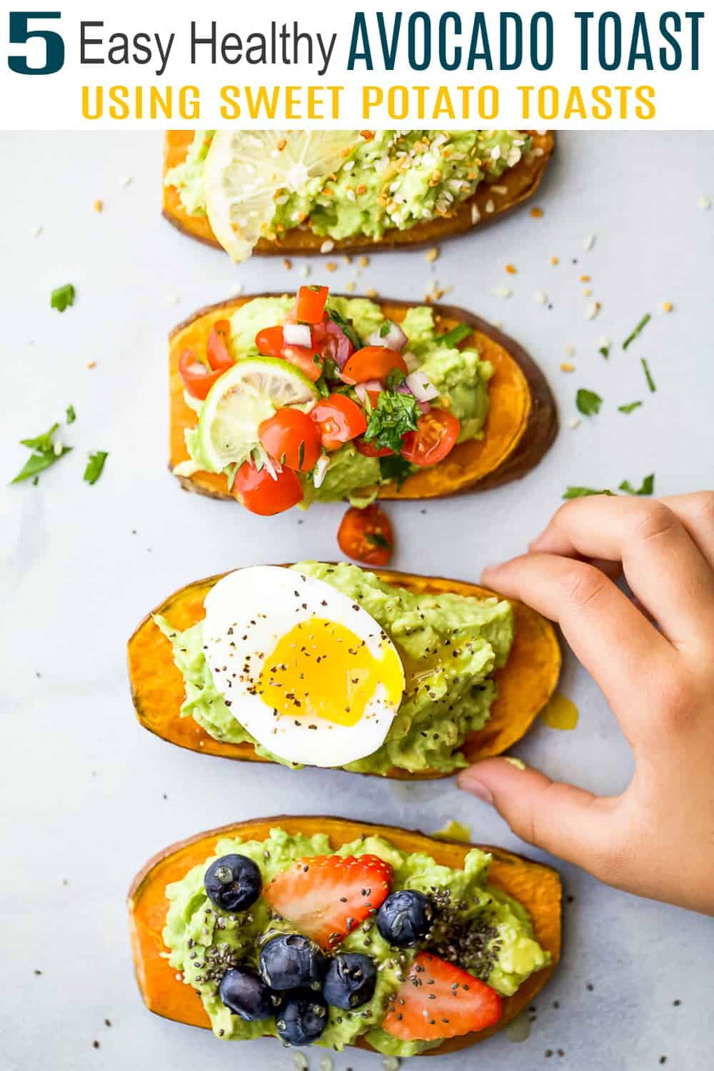 pinterest image for 5 easy healthy avocado toast recipes