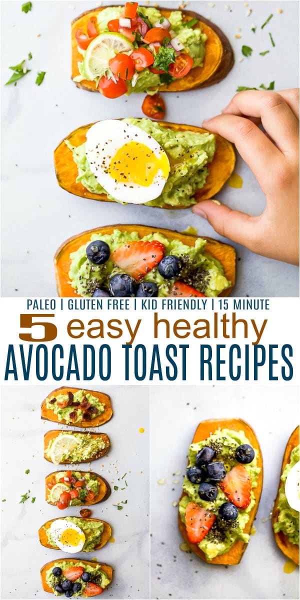 pinterest image for 5 easy healthy avocado toast recipes