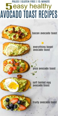 pinterest image for 5 easy healthy avocado toast recipes
