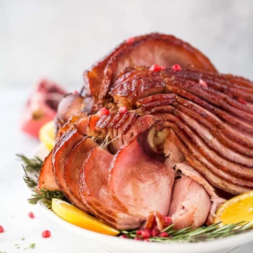 easy pomegranate maple glazed ham recipe