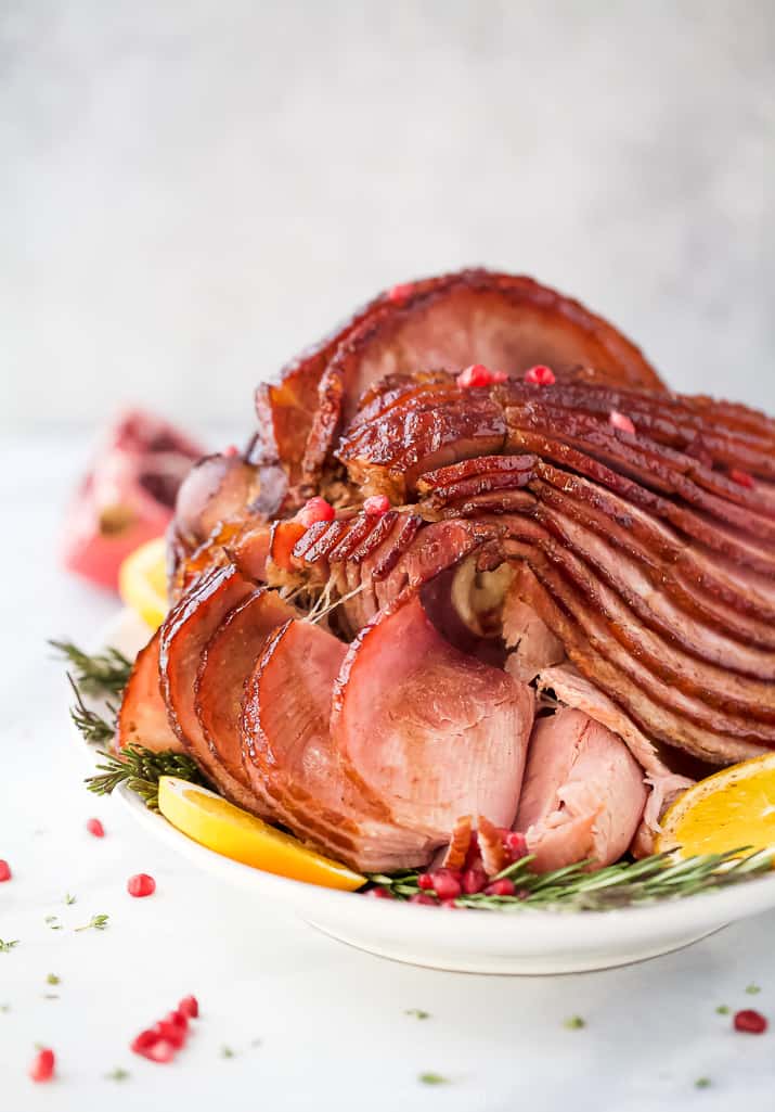 easy pomegranate maple glazed ham recipe