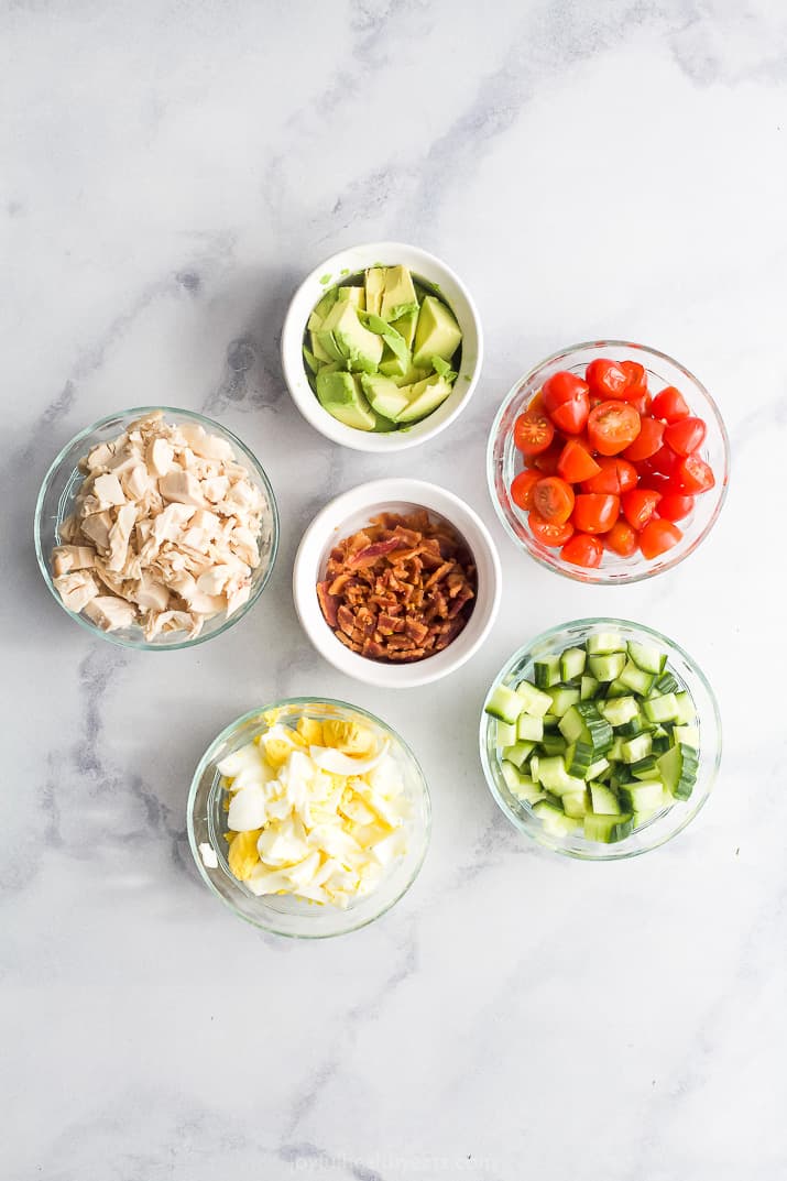 ingredients for mason jar chicken cobb salad