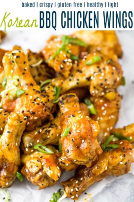 pinterest image for crispy baked kroean bbq chicken wings