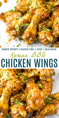 pinterest image for crispy baked korean bbq chicken wings