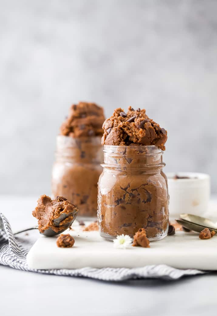 easy vegan edible brownie batter in a jar