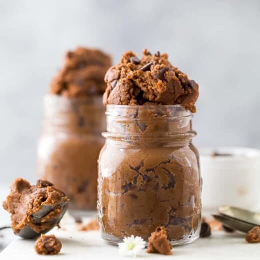 easy vegan edible brownie batter in a jar