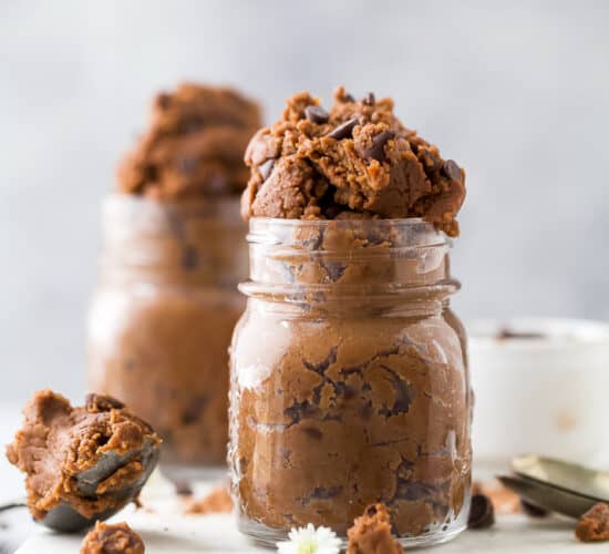 easy vegan edible brownie batter in a jar