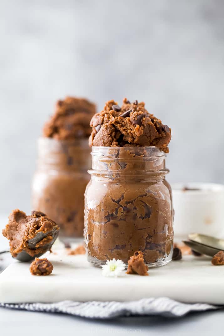 easy vegan edible brownie batter in a jar