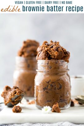 pinterest image for easy vegan edible brownie batter recipe