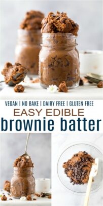 pinterest image for easy vegan edible brownie batter recipe