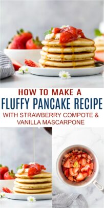 Fluffy Pancake Recipe with Strawberry Compote and Vanilla Mascarpone_pin2