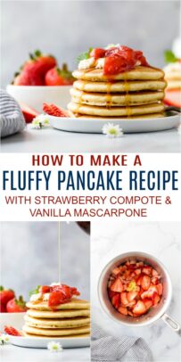 Fluffy Pancake Recipe with Strawberry Compote and Vanilla Mascarpone_pin2