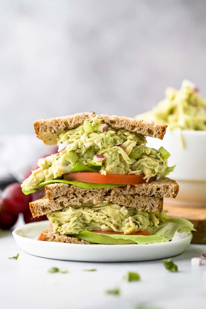 paleo avocado chicken salad on bread