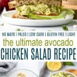 pinterest image for the ultimate paleo avocado chicken salad