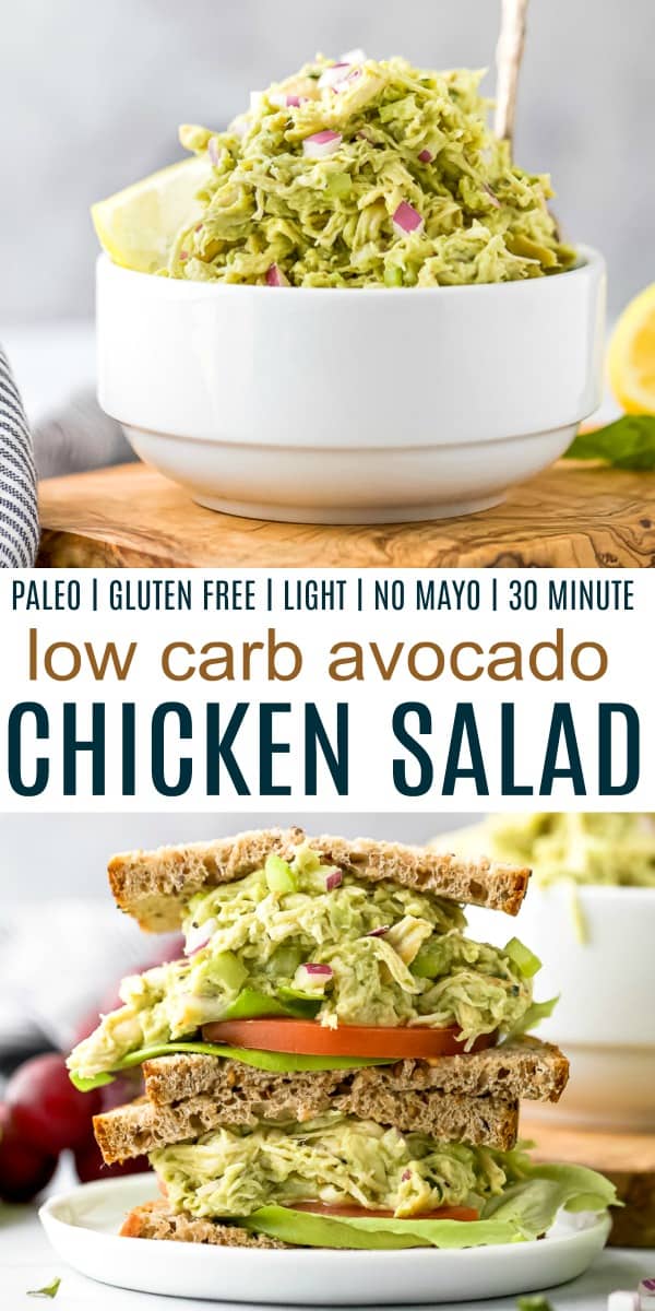 pinterest image for the ultimate paleo avocado chicken salad recipe