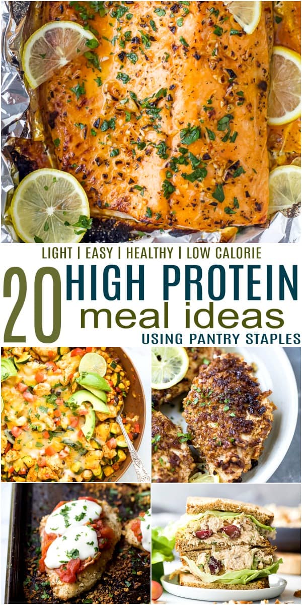 pinterest image for 20 light and easy high protein meal ideas