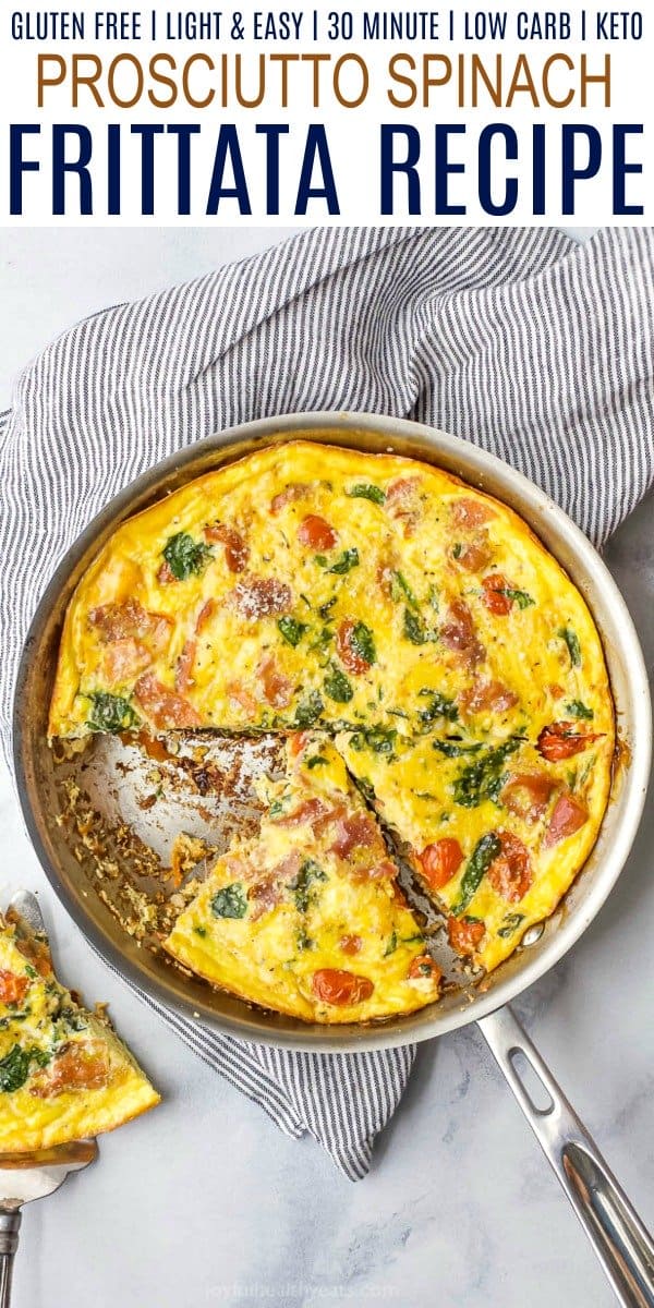 pinterest image for epic prosciutto spinach frittata recipe