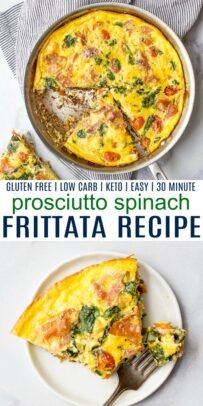 pinterest image for epic prosciutto spinach frittata recipe