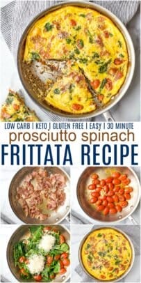 pinterest image for epic prosciutto spinach frittata recipe