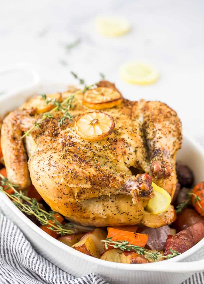 side photo of easy roasted chicken