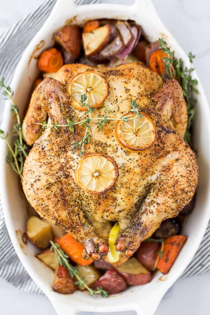 close up photo of easy roasted chicken