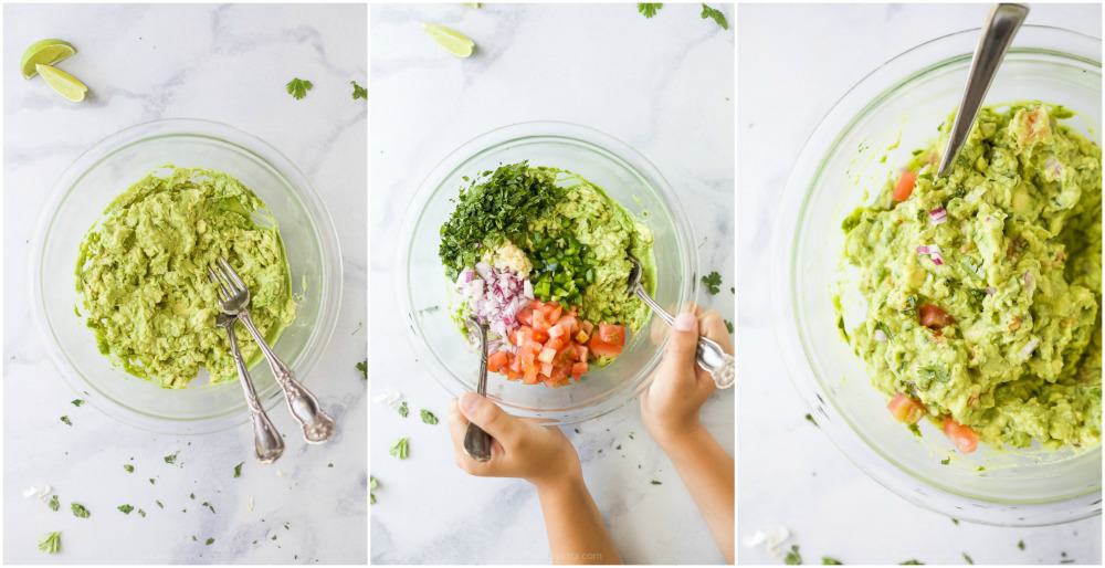 guacamole at various stages of preparation