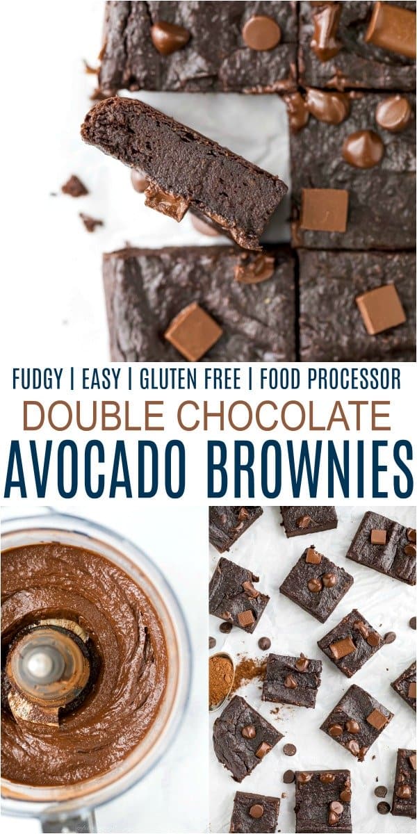 pinterest image for fudgy double chocolate avocado brownies