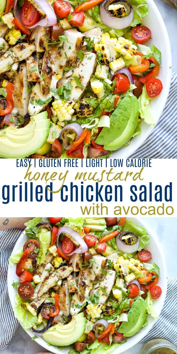 pinterest image for easy grilled honey mustard chicken salad