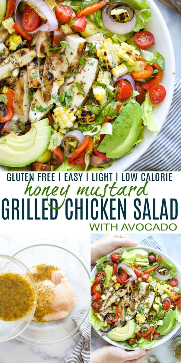 pinterst image for easy grilled honey mustard chicken salad