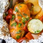 grilled bbq hawaiian chicken in foil packets