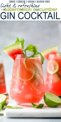 pinterest image for refreshing watermelon cucumber gin cocktail