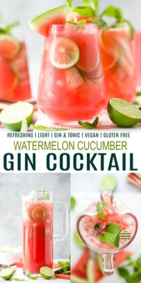 pinterest image for a refreshing watermelon cucumber gin cocktail