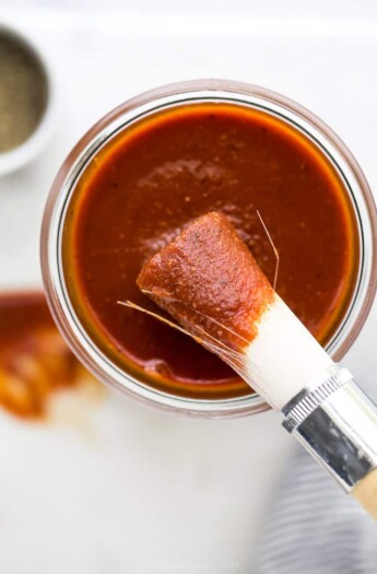 sweet smoky homemade bbq sauce in a mason jar