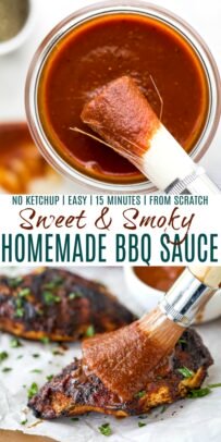 pinterest image for epic sweet smoky homemade bbq sauce recipe