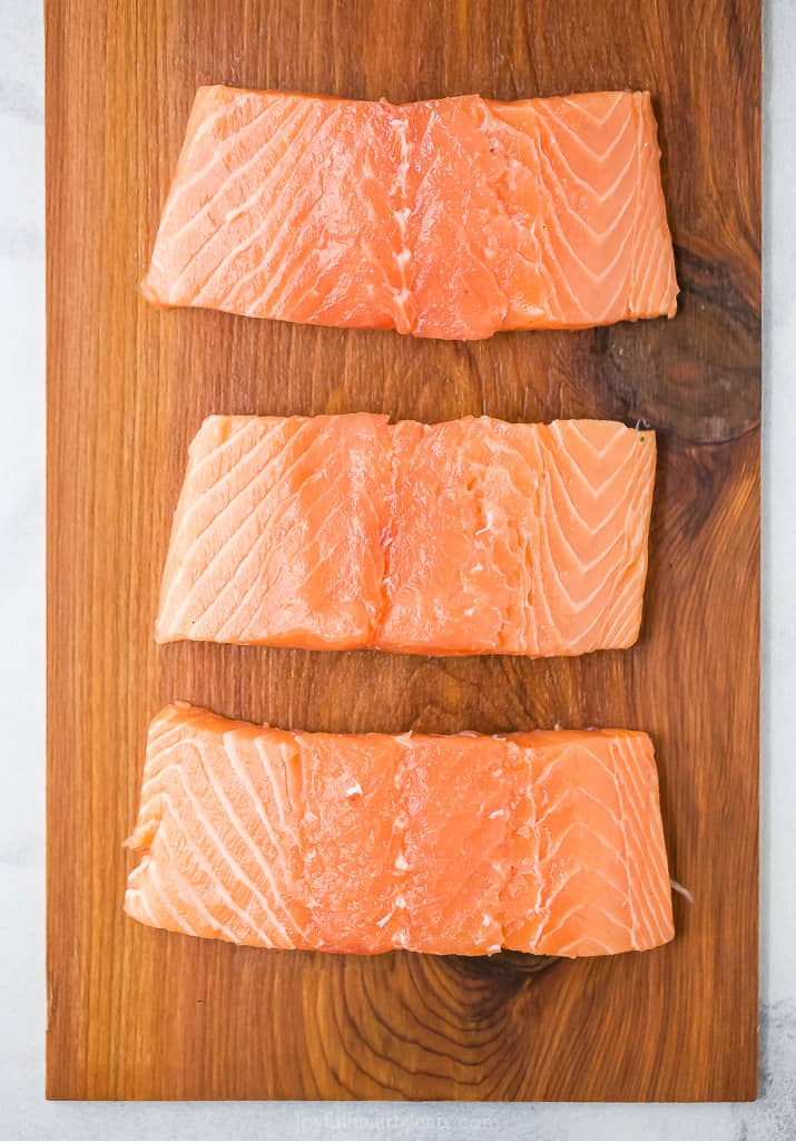 fresh salmon on a cedar plank