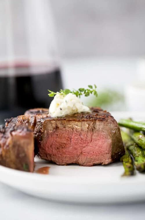 close up of perfectly grilled filet mignon