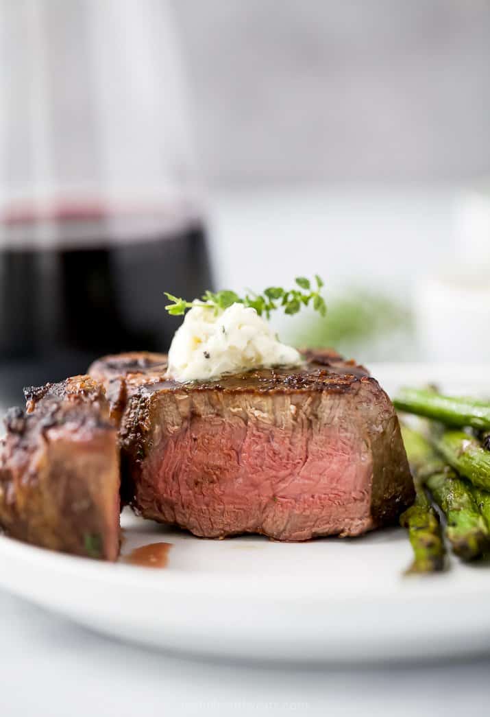 grilled filet mignon steak on a plate