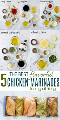 pinterest image for 5 flavorful chicken marinades for grilling