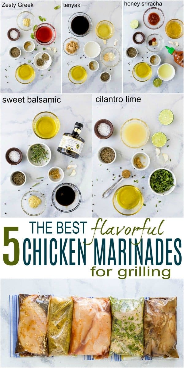 pinterest image for 5 flavorful chicken marinades for grilling