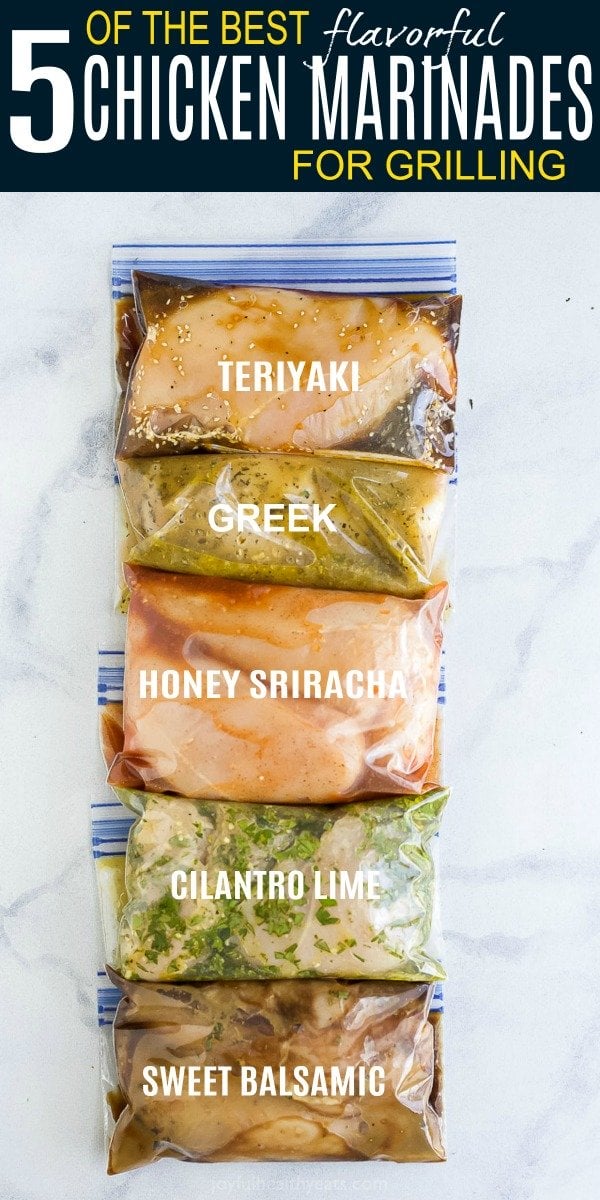 pinterest image for the best 5 flavorful chicken marinades for grilling