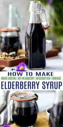 pinterest image for how to make elderberry syrup