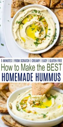 pinterest collage for how to make the best homemade hummus recipe