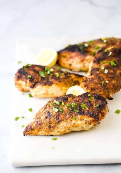 best easy grilled chicken breast recipe on a plate