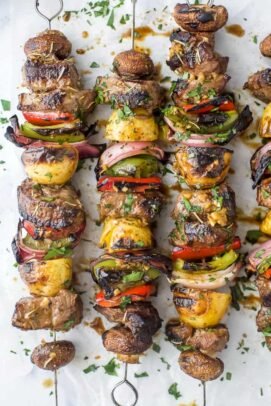 steak kabobs on a skewer