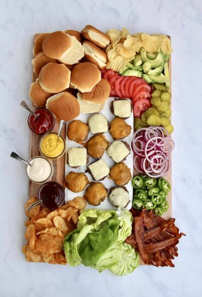 build your own burger bar on a board